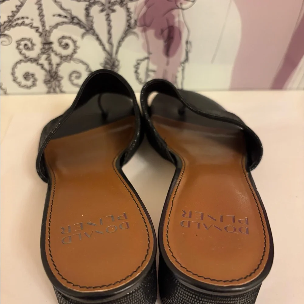 Donald J. Pliner Black Textured Leather Slide Mules - Size 7 1/2 - Picture 4 of 6